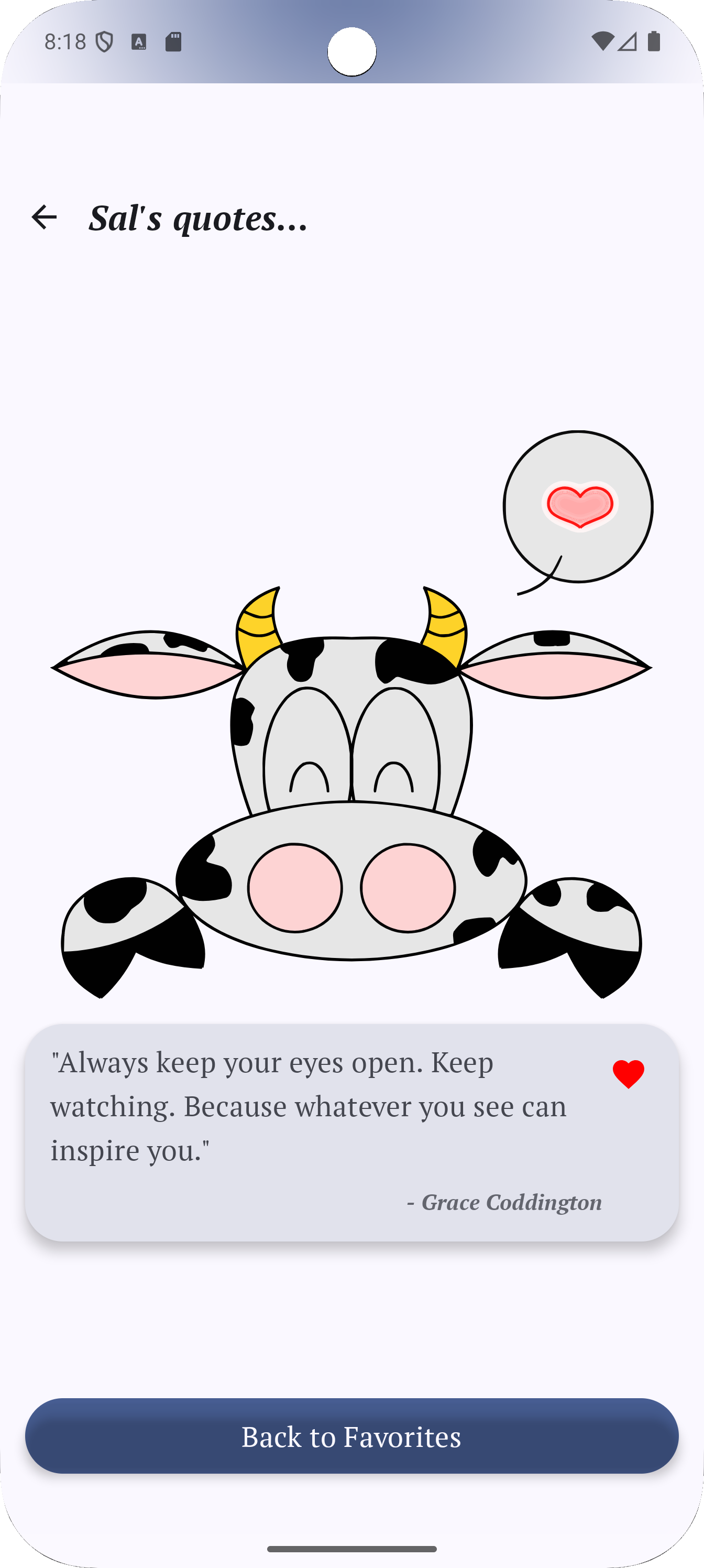 Quote and settings screenshot